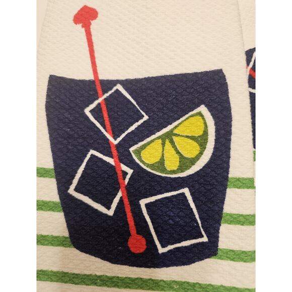 Kate Spade Set of 2 Kitchen Towels Rocks Glass Drink 17"X28" 100% Cotton White‎ - Picture 3 of 7